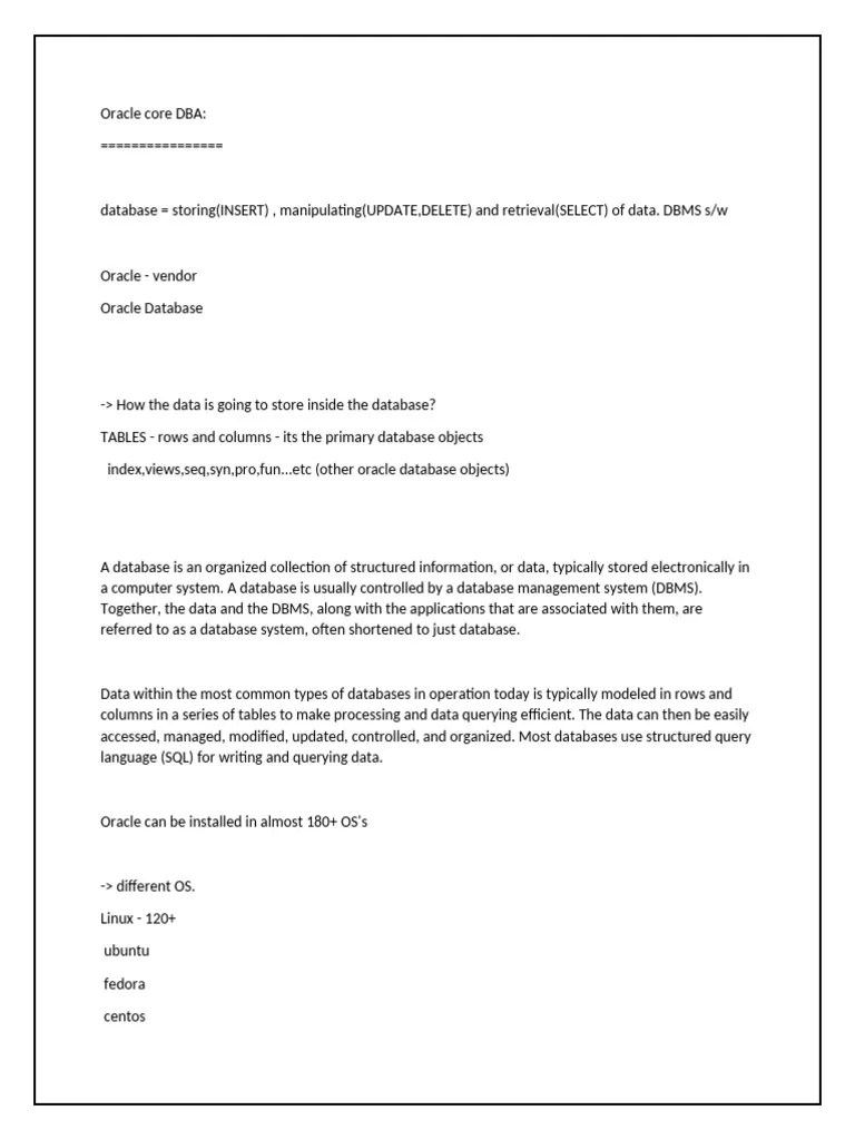 Introduction Of Oracle Database | PDF | Databases | Data Management