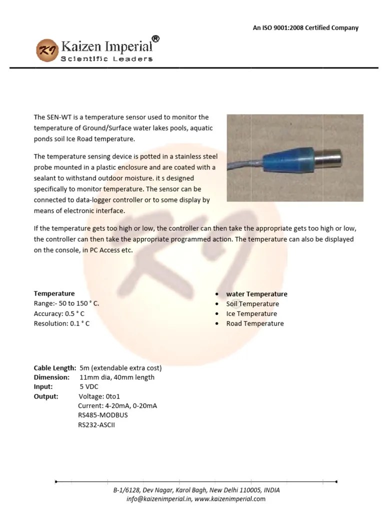 Module Temperature Sensor Datasheet | PDF | Sensor | Computer Engineering