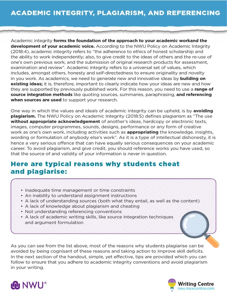 Academic Integrity | PDF | Plagiarism | Academic Integrity