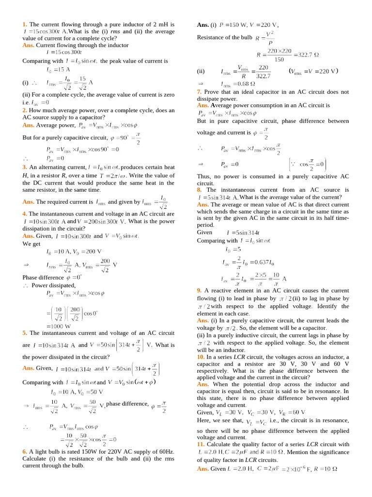 Alternating Current Complete | PDF | Electrical Impedance | Inductor