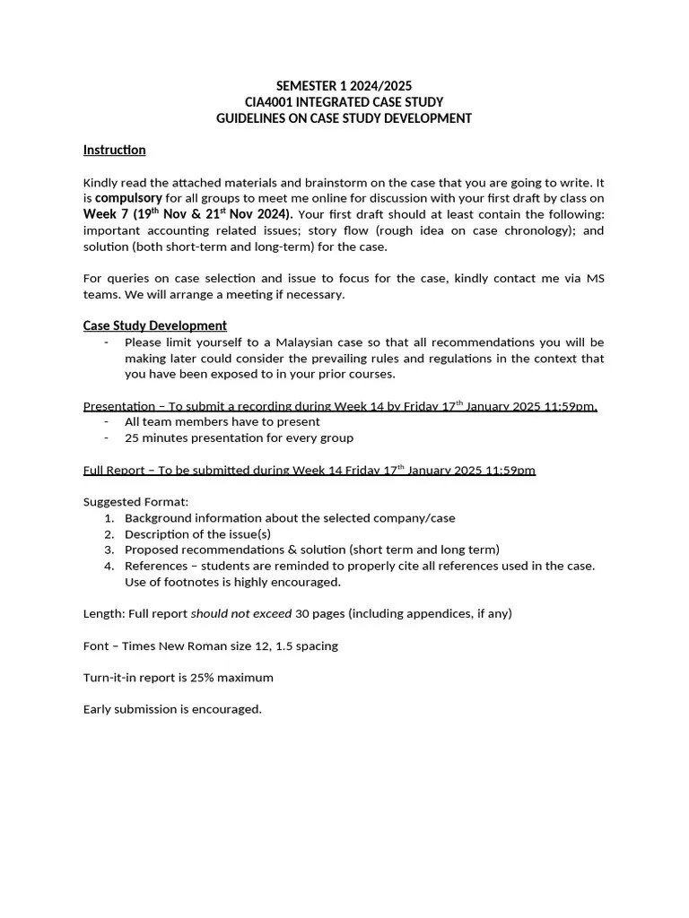 Case Study Guidelines | PDF