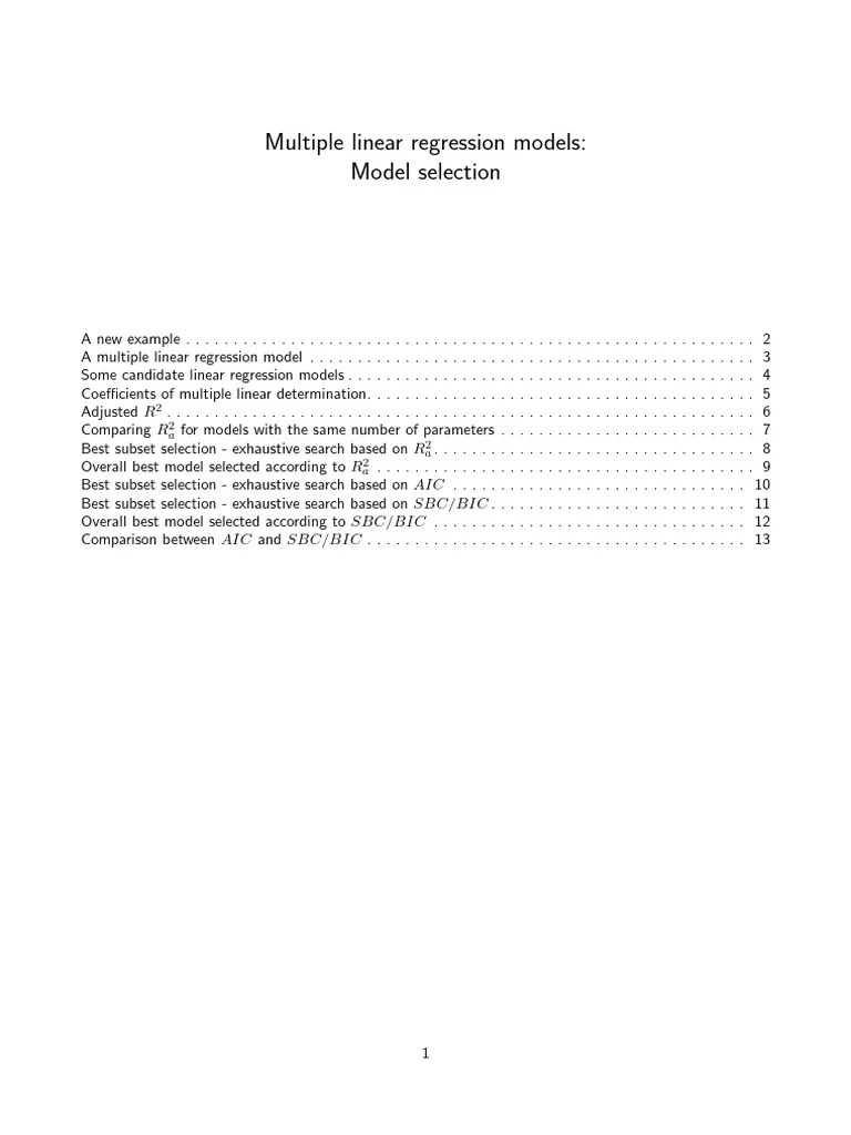 Model Selection | PDF | Coefficient Of Determination | Errors And Residuals