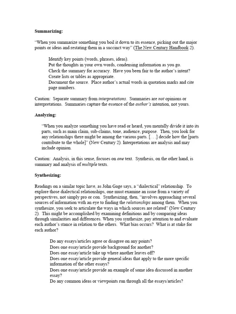 Summary Analysis Synthesis Definitions | PDF | Philosophy
