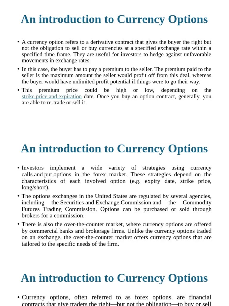 Currency Options | PDF | Option (Finance) | Put Option