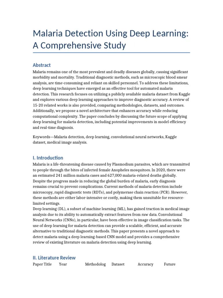 Malaria Detection Using Deep Learning | PDF | Deep Learning | Malaria