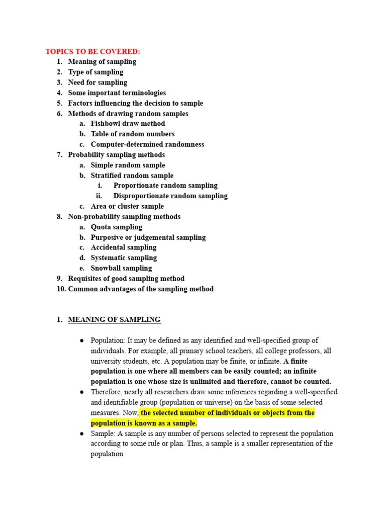 SAMPLING | PDF | Sampling (Statistics) | Confidence Interval