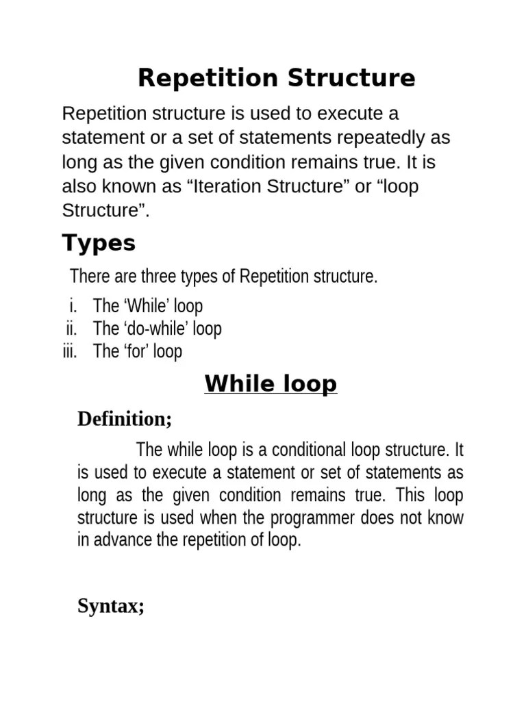 Repetition Structure | PDF | Control Flow | Computer Science