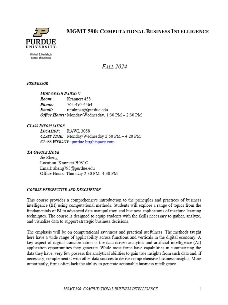 MGMT 590 CBI Syllabus Fall 2024 | PDF | Learning | Data