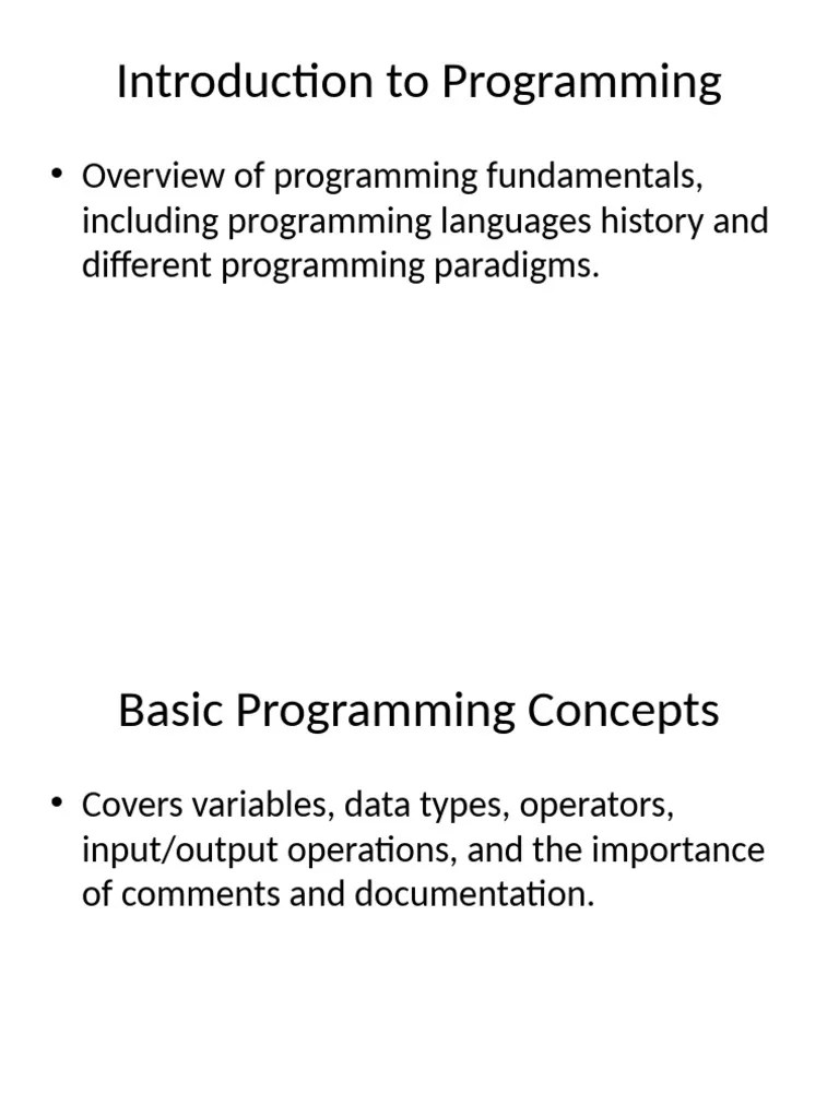 Fundamentals Of Programming Slides | PDF | Computers