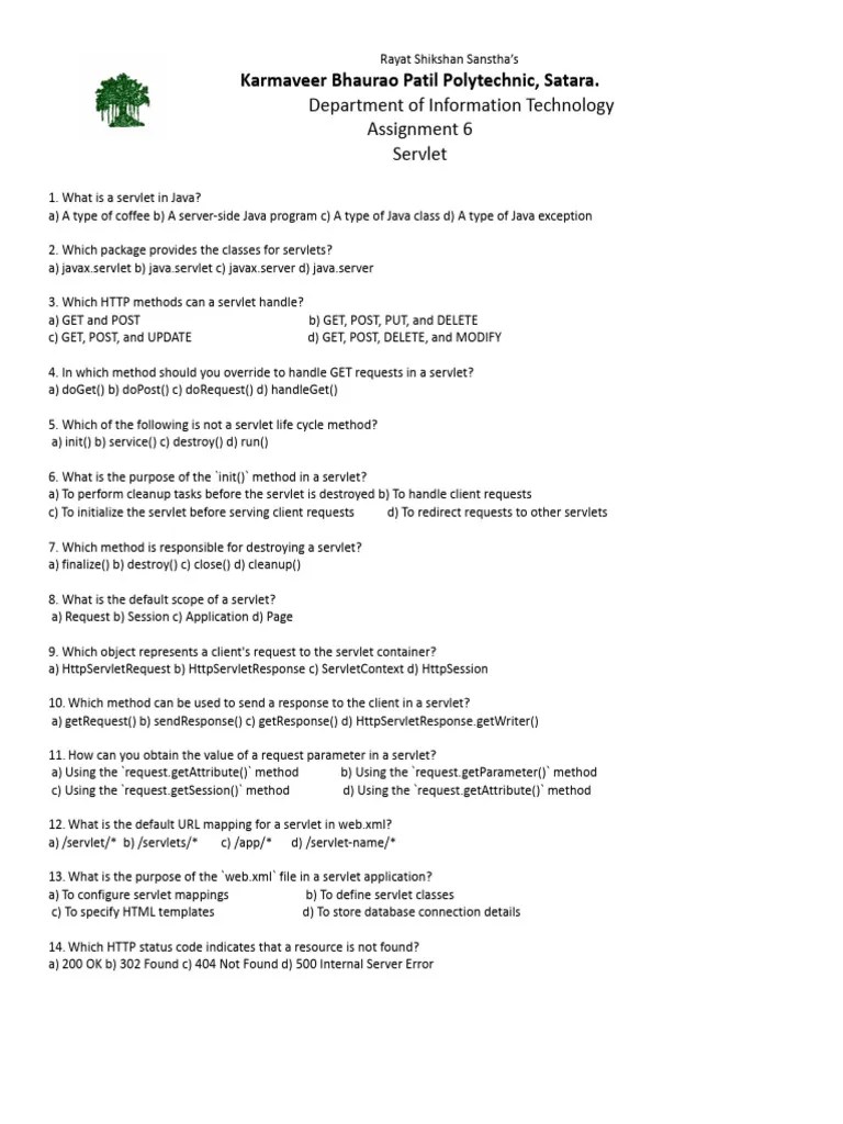 Servlet AJP Assignment Unit 6.Docx | PDF | Web Server | Internet & Web
