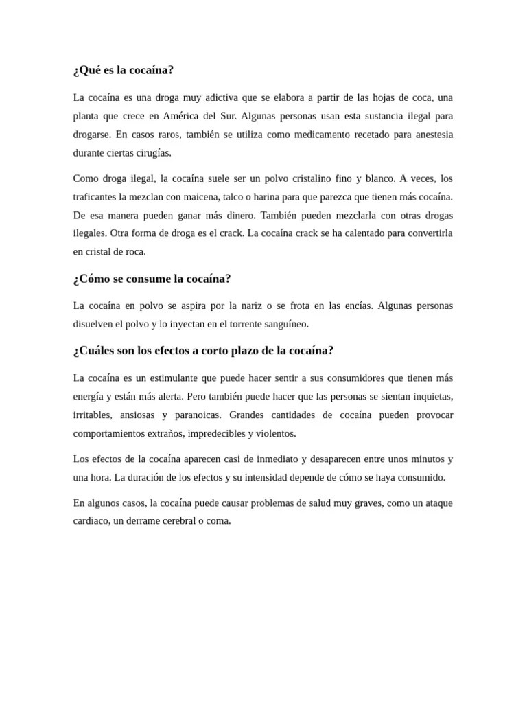 Generalidades De La Cocaina | PDF | Cocaína | Crack De Cocaína