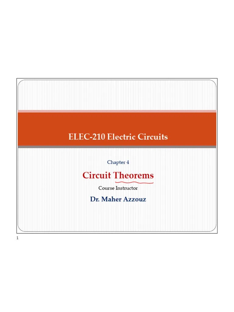 CH4 - Circuit - Theorems ELEC210 Notes | PDF | Electrical Network ...