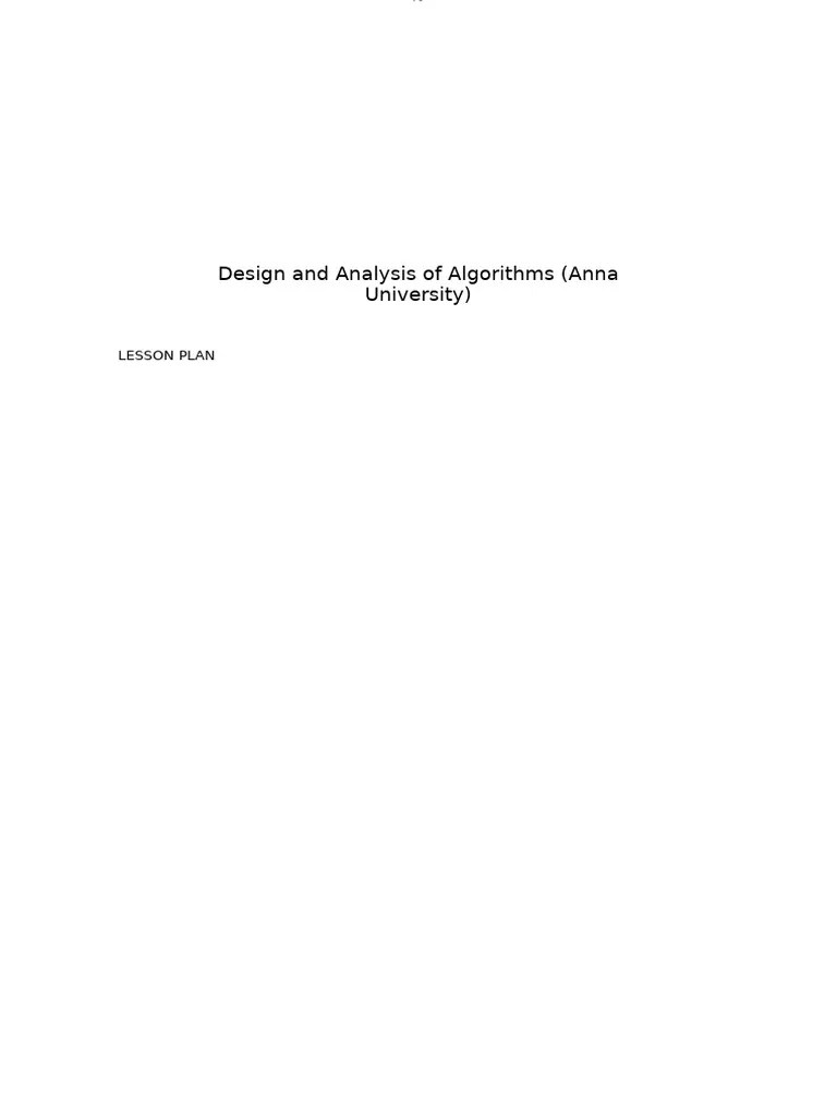 Daa-lesson-plan | PDF | Algorithms | Computational Complexity Theory