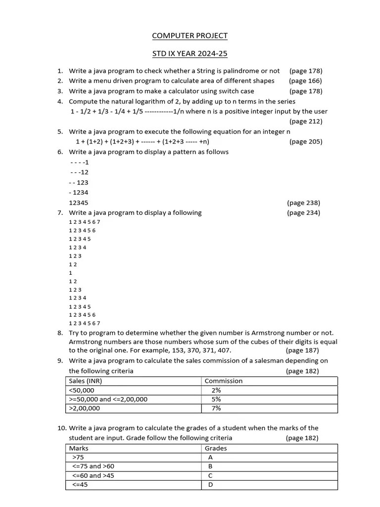 Computer Project Std IX | PDF | Arithmetic | Mathematics