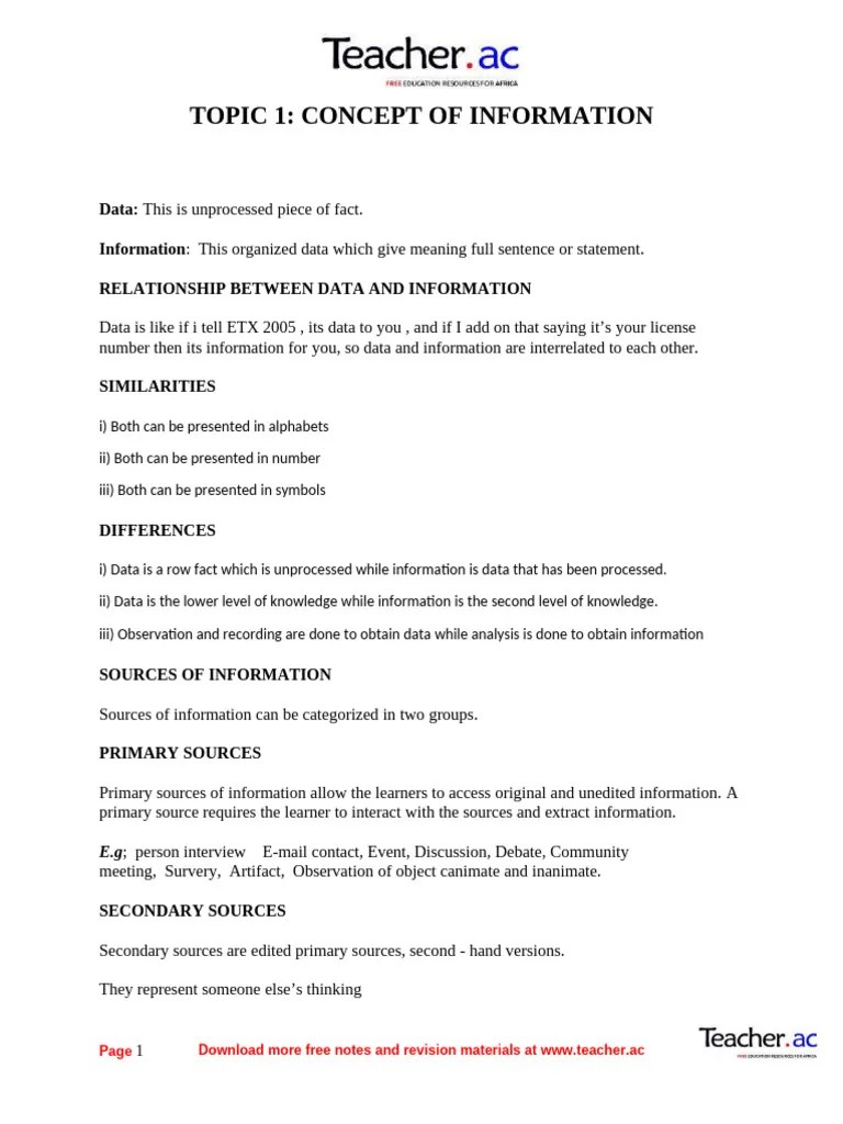 Computer Notes Form 1 Teacher - Ac TZ | PDF | Computer Data Storage ...
