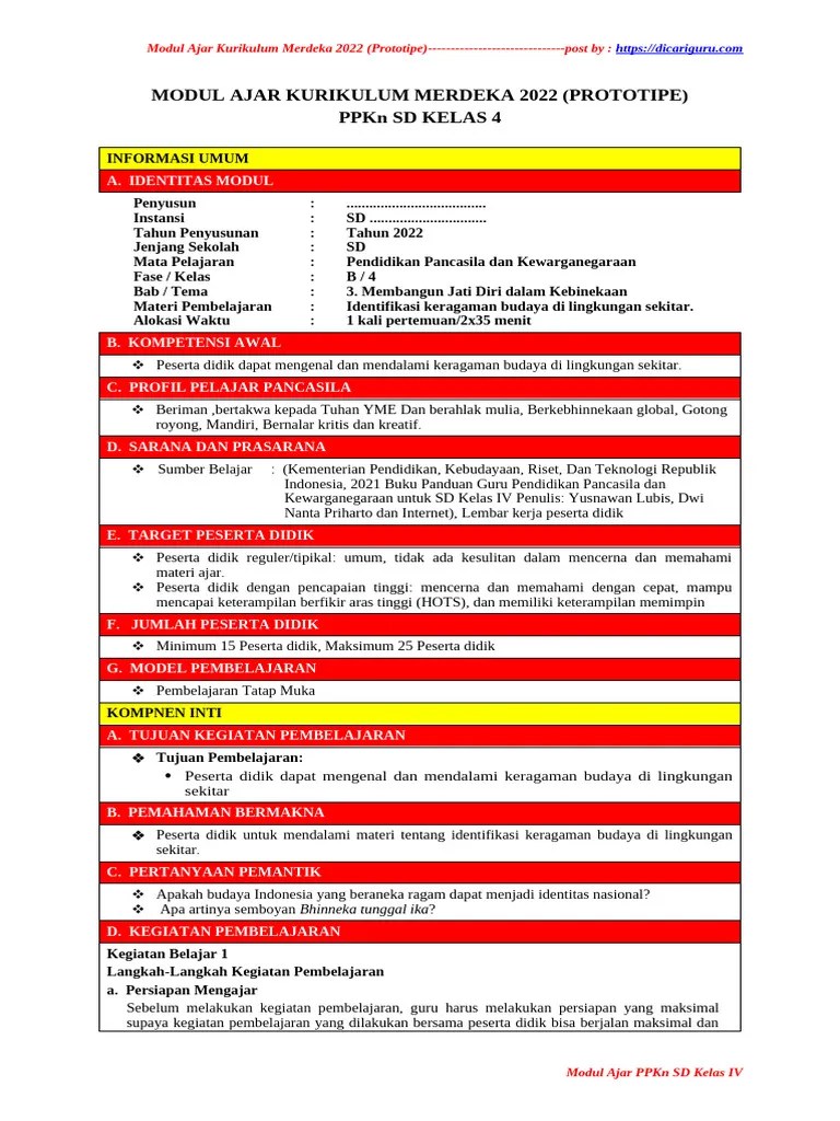 Modul Ajar PPKN Bab 3 Kelas 4 | PDF | Karier & Perkembangan | Ilmu Sosial