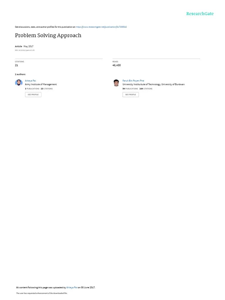 Problem Solving Approach | PDF | Analysis | Statistics