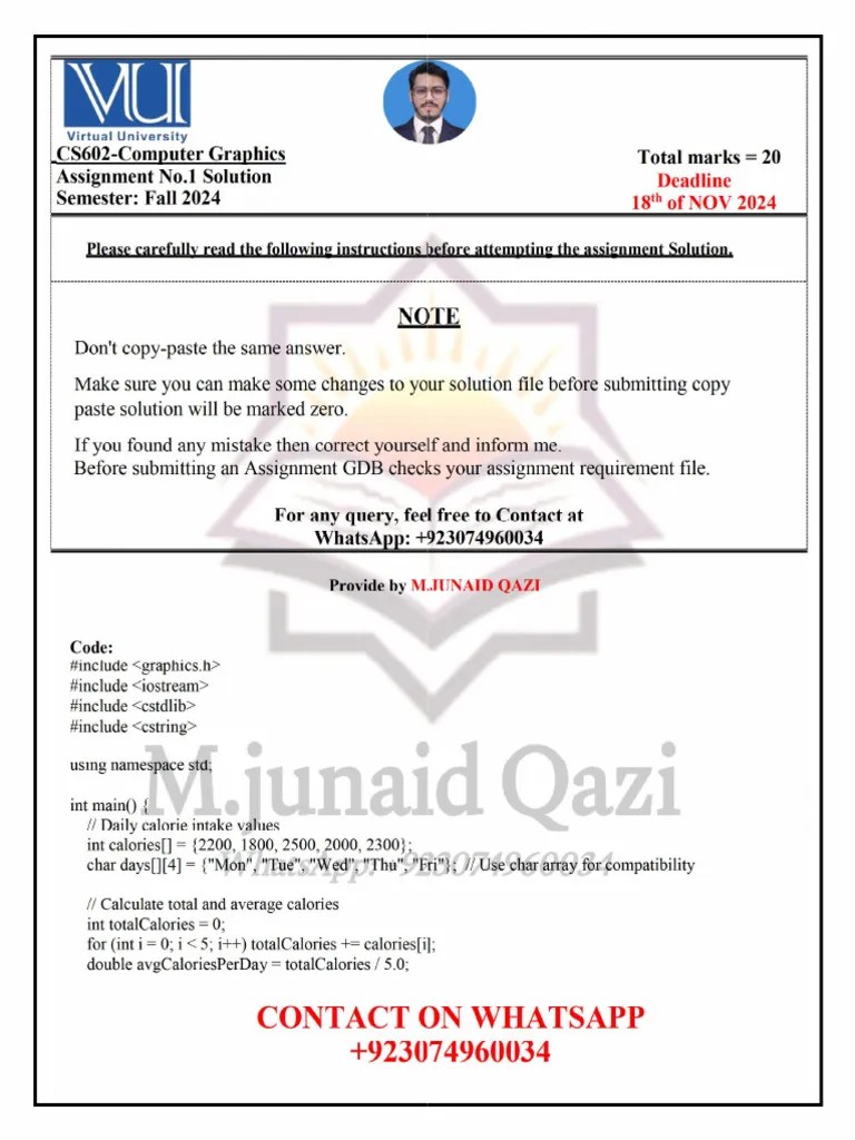 CS602-Assignment 1 Solution Fall 2024 By M.junaid Qazi | PDF