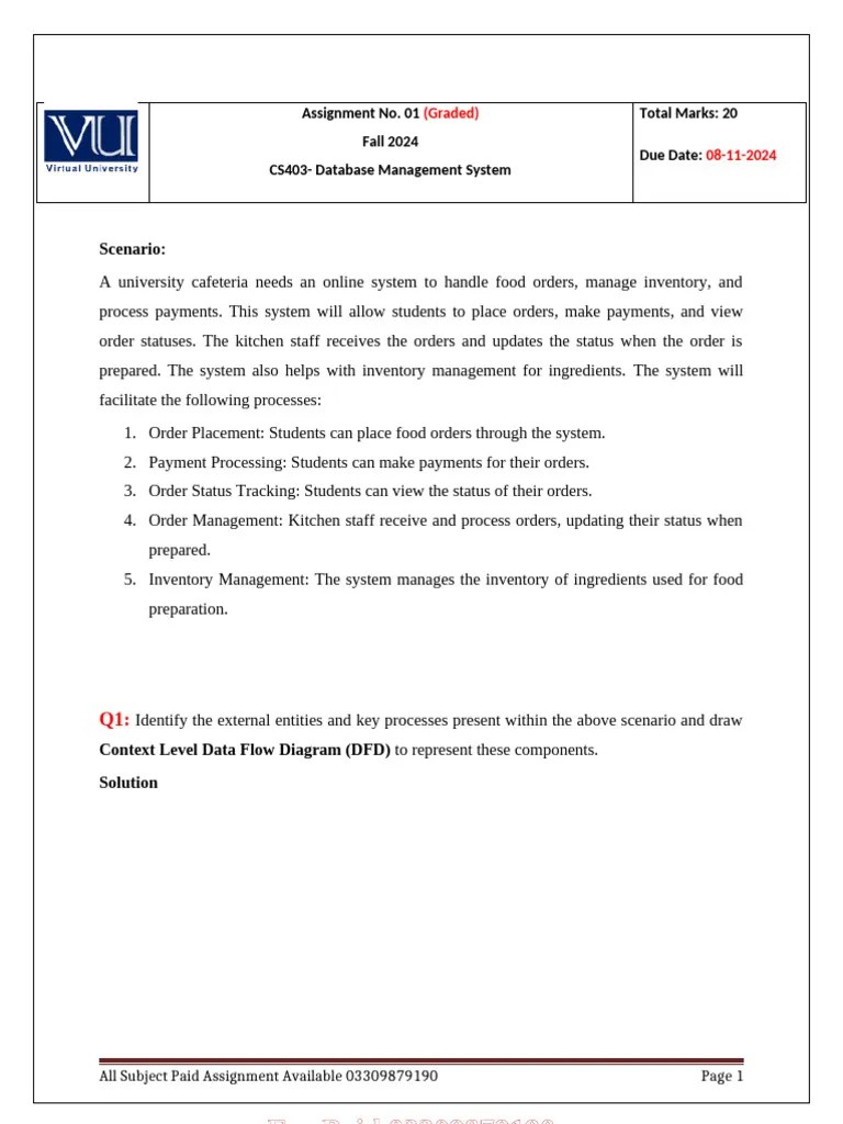 Cs403 Assignment 1 Fall 2024 Solution | PDF