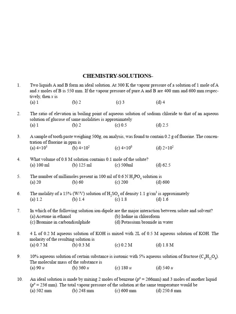 Solutions Crash Course | PDF | Mass Concentration (Chemistry) | Water
