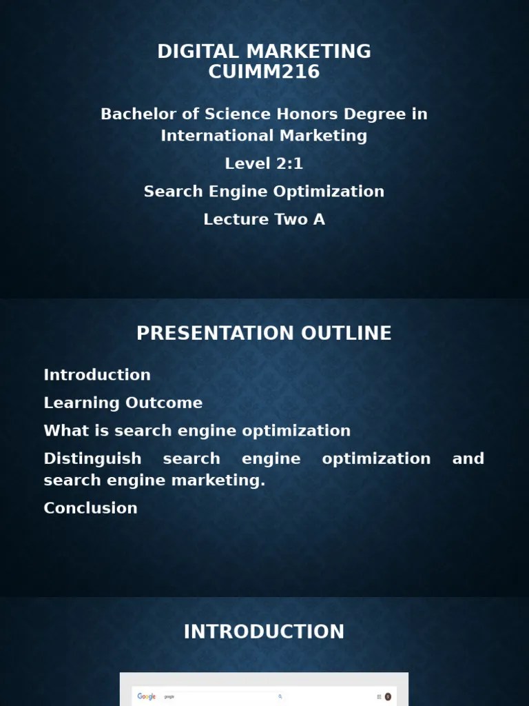 Lecture Two A - Search Engine Optimization | PDF | Search Engine ...