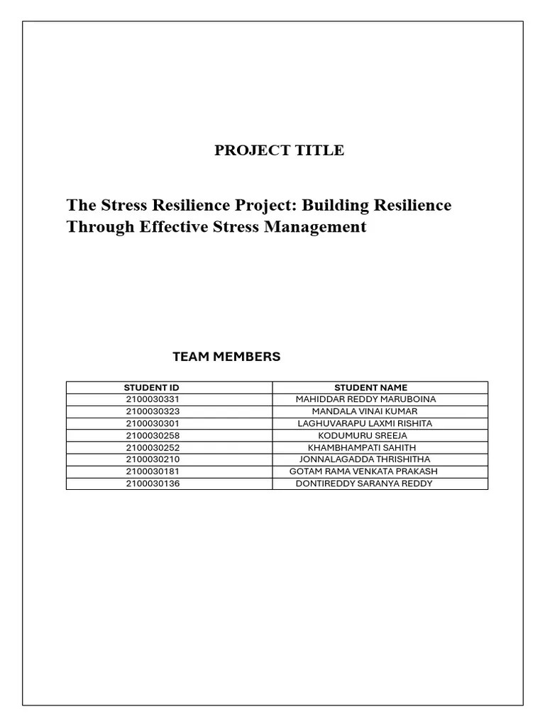 The Stress Resilience Project | PDF | Stress (Biology) | Psychological ...