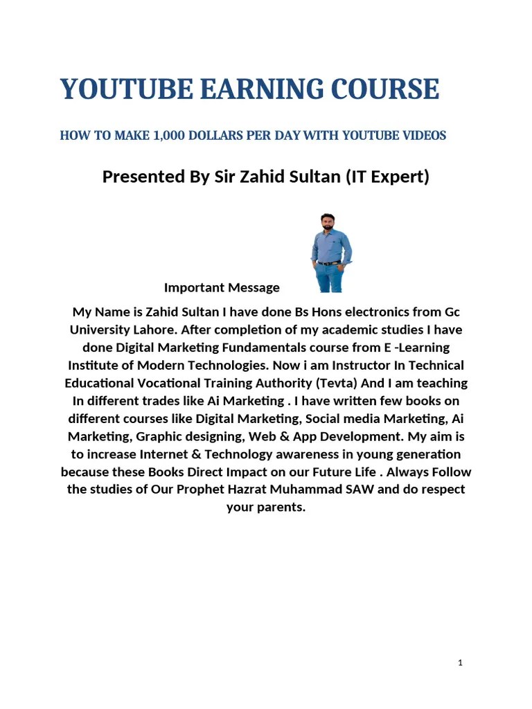 YOUTUBE EARNING COURSE | PDF | You Tube | Tag (Metadata)