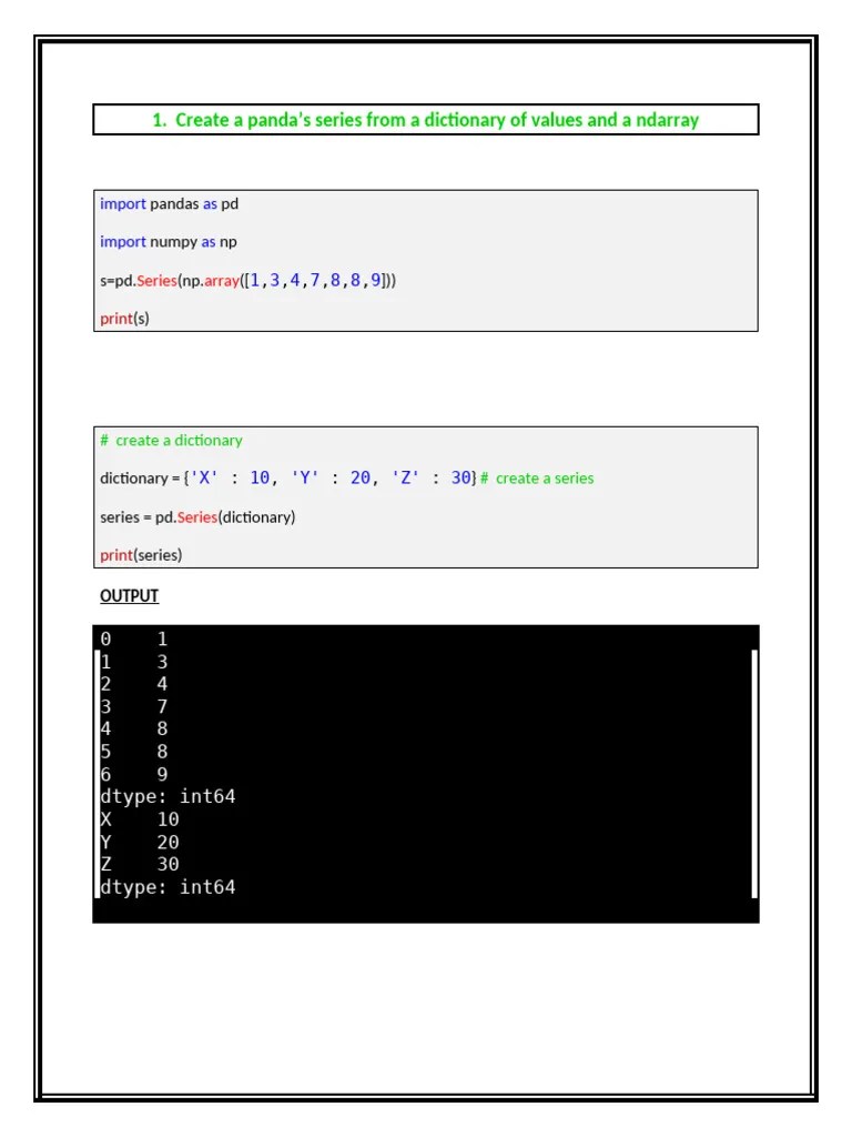 Create A Pandas Series | PDF | Teaching Methods & Materials