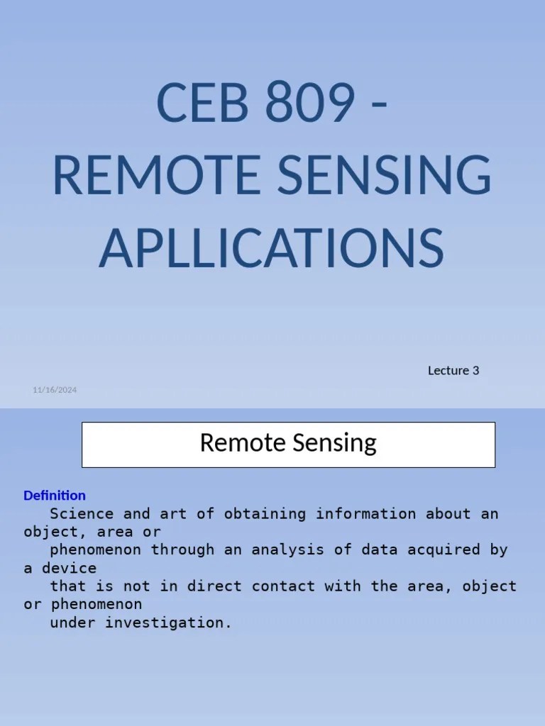 Lecture 3 - REMOTE SENSING APLLICATIONS | PDF | Remote Sensing ...