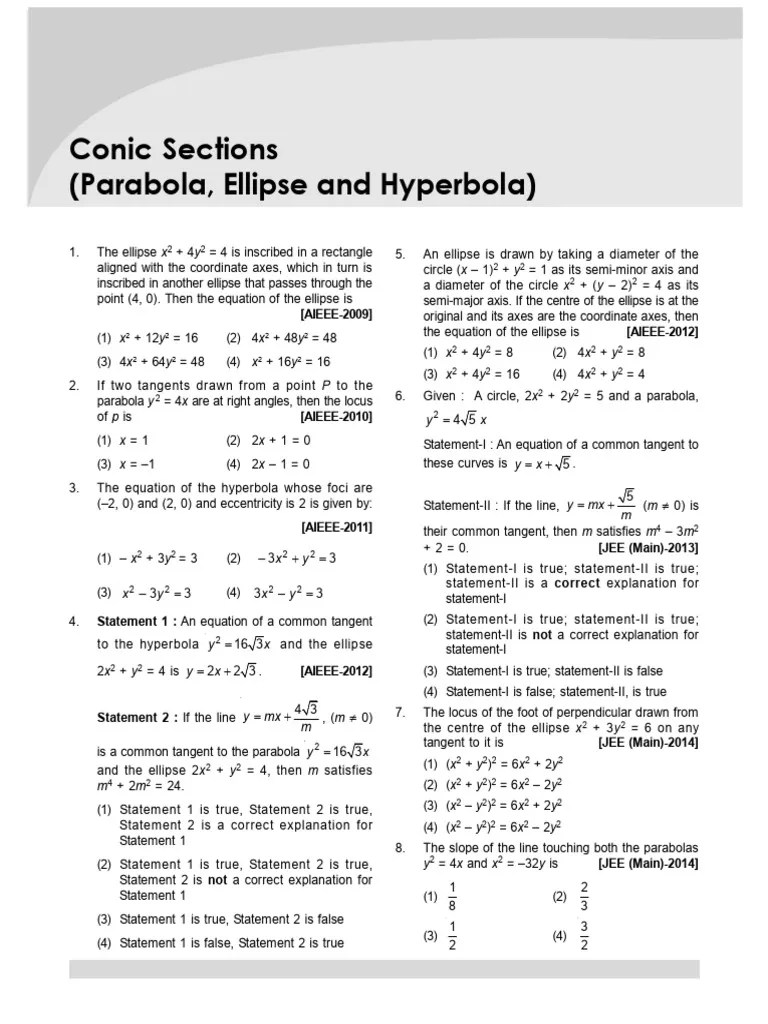 Conic Sections @Vel | PDF | Ellipse | Manifold