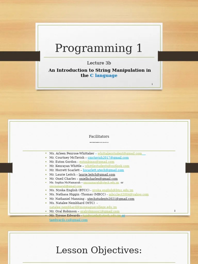 03 Programming 1 Lecture Strings In C V01 | PDF | String (Computer Science) | Computer Engineering