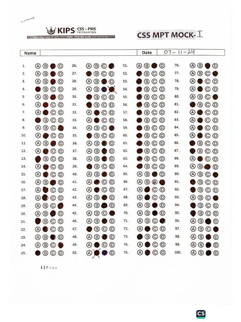 MPT Mock Test-I Answer Keys (Updated) | PDF