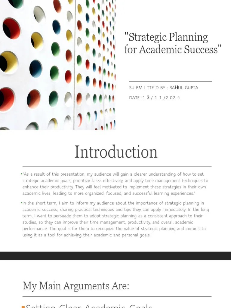Strategic Planning For Academic Success Pdf