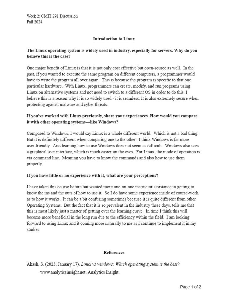 Week 2 - Intro To Linux | PDF | Operating System | Linux
