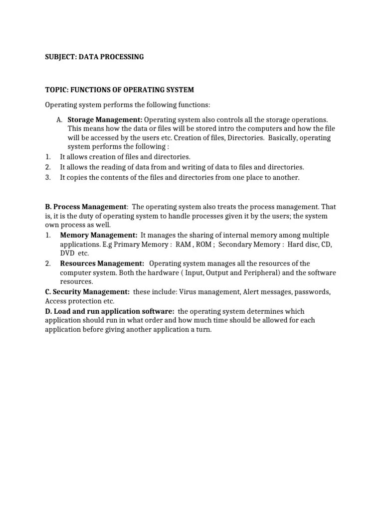 Functions Of Operating System | PDF | Computers