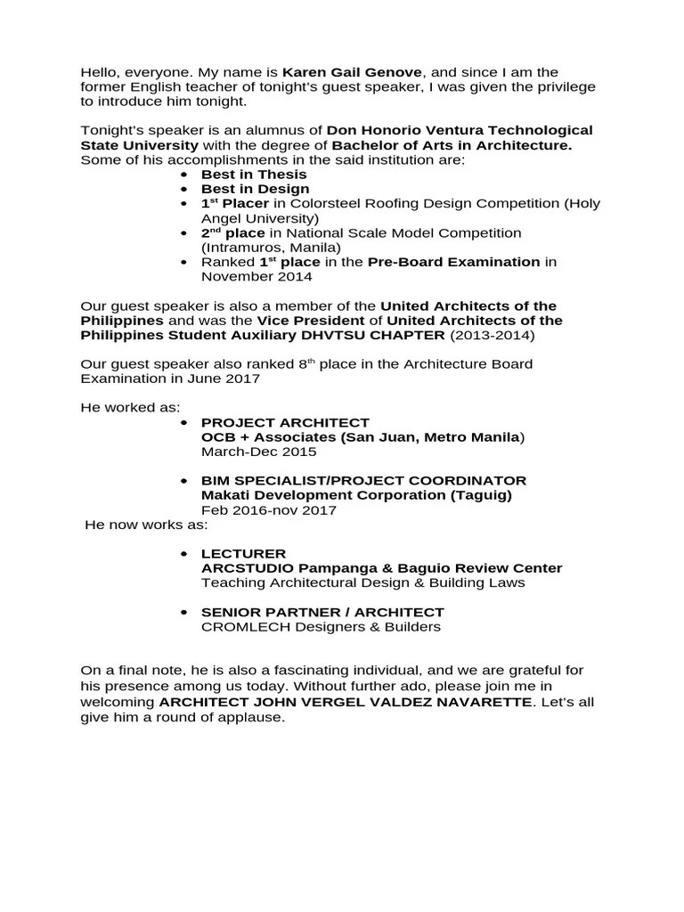 Introduction Guest Speaker | PDF