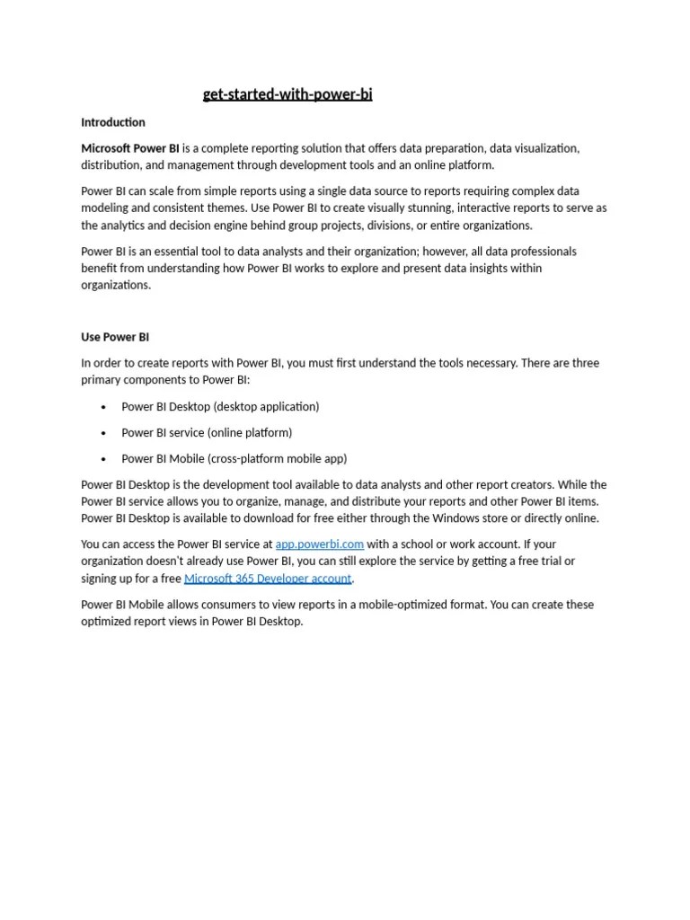 Get Started With PowerBI | PDF | Microsoft Software | Software