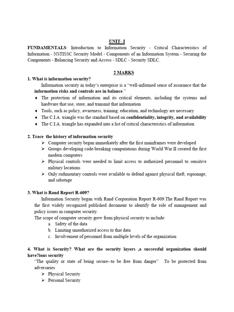 Ism Notes Information System Management | PDF | Computer Security ...