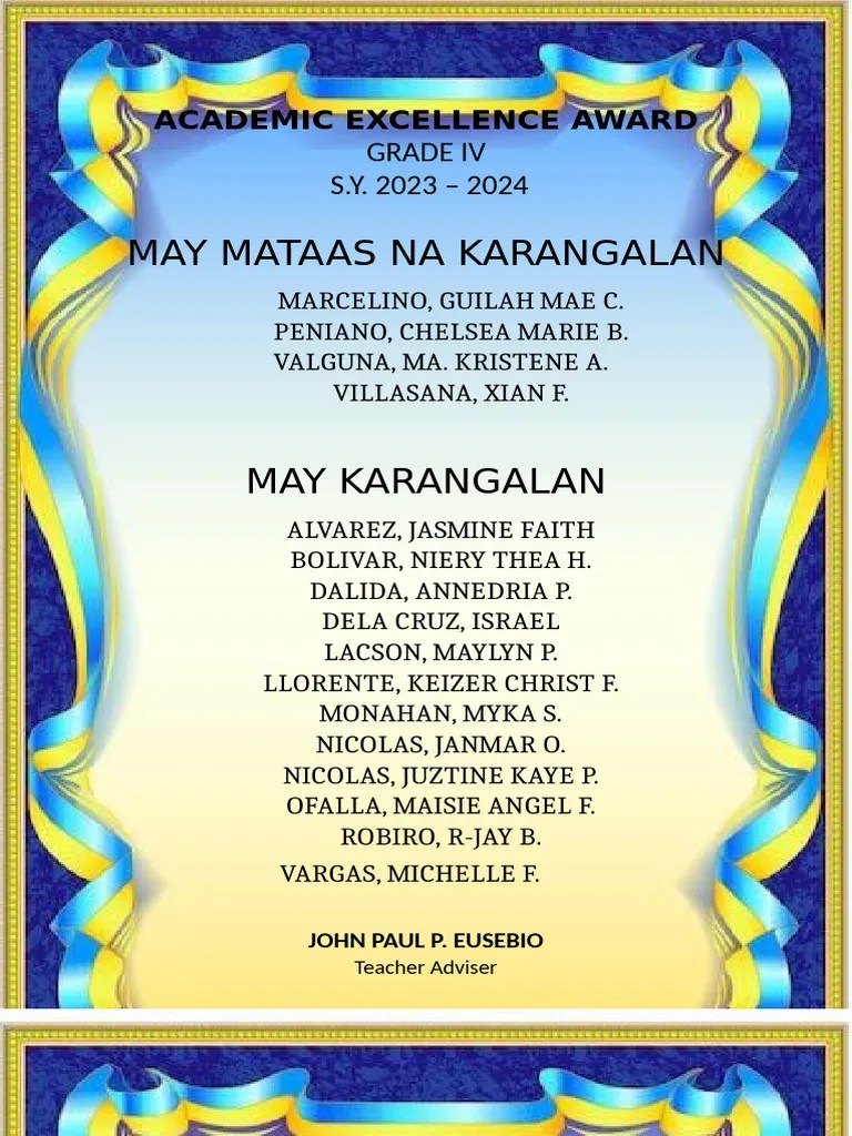 3RD Quarter Academic Excellence Award | PDF | Religion & Spirituality