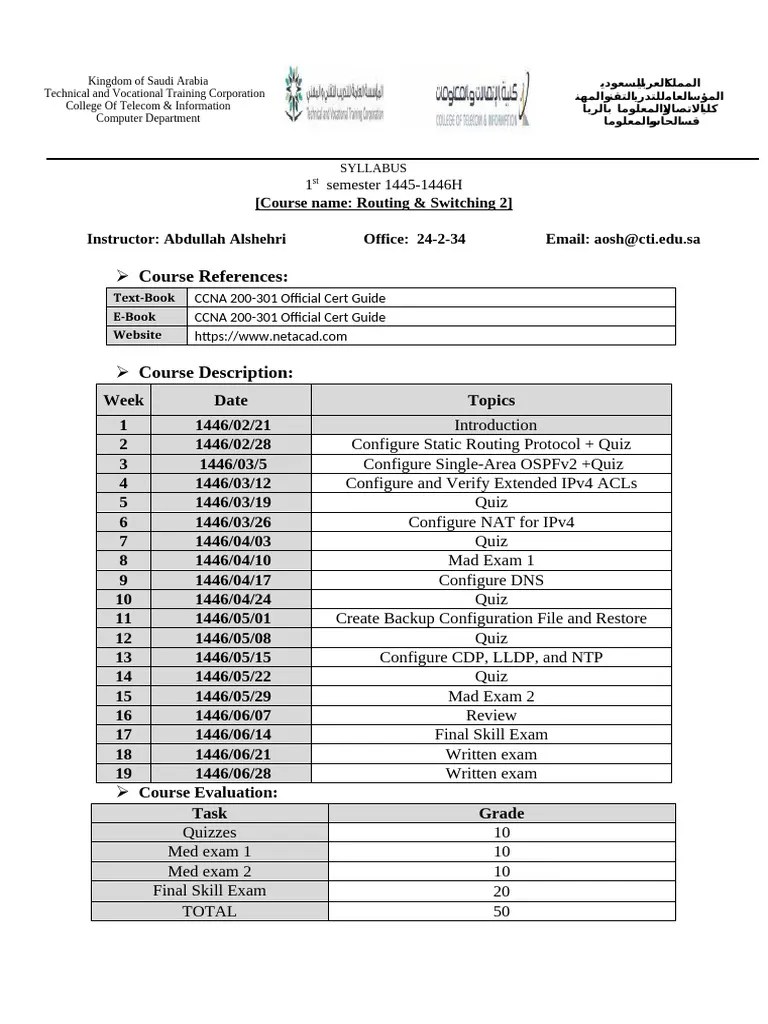 Syllabus | PDF | Networking Standards | Network Architecture