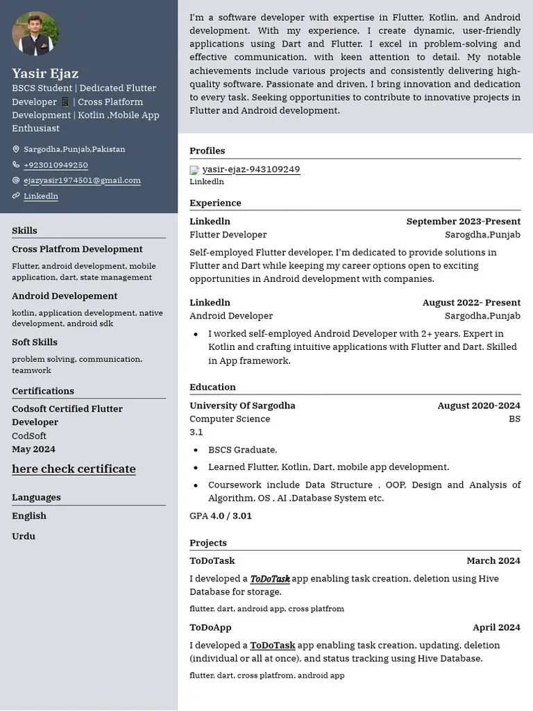 Flutter Developer | PDF | Android (Operating System) | Mobile App