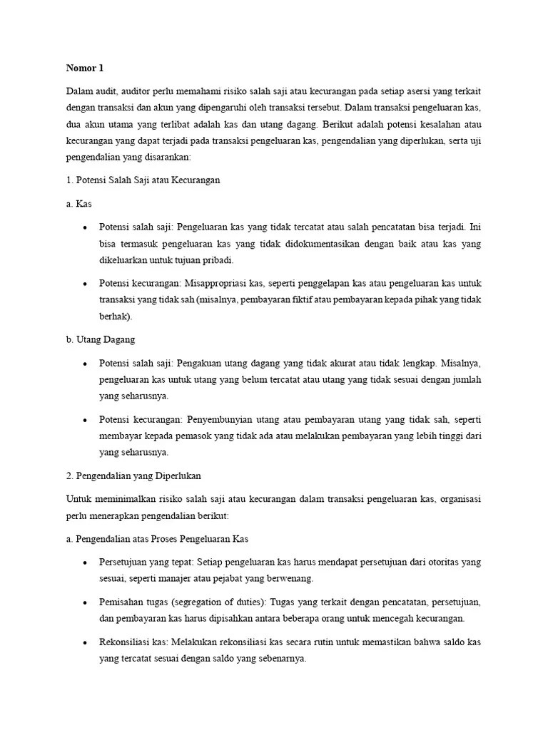 Tugas 1 AUDITING II | PDF