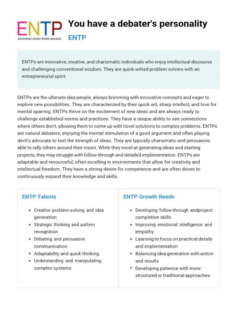 ENTP | PDF | Creativity | Thought