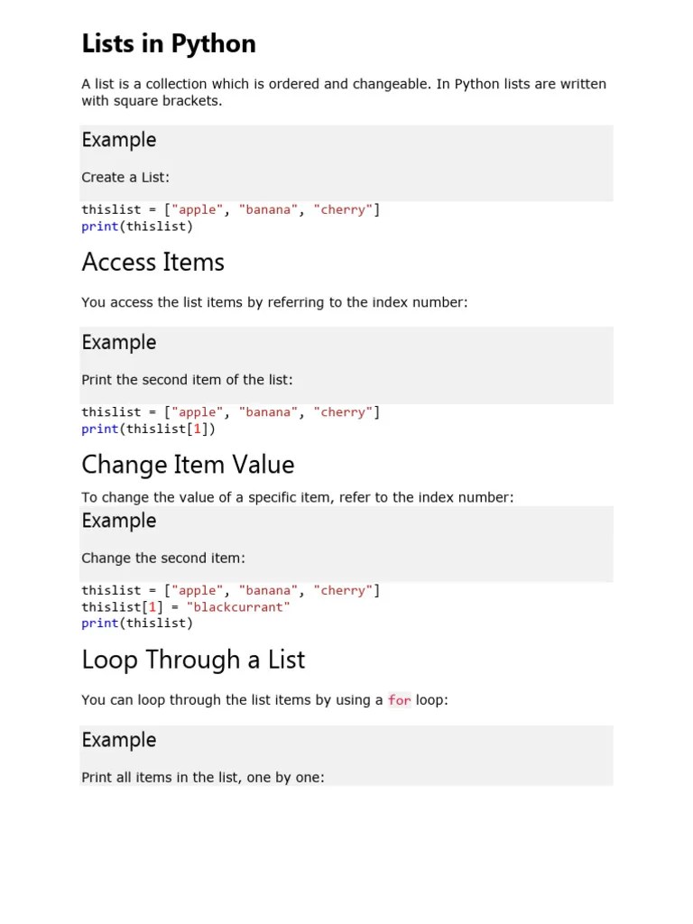 Lists In Python | PDF | Constructor (Object Oriented Programming ...