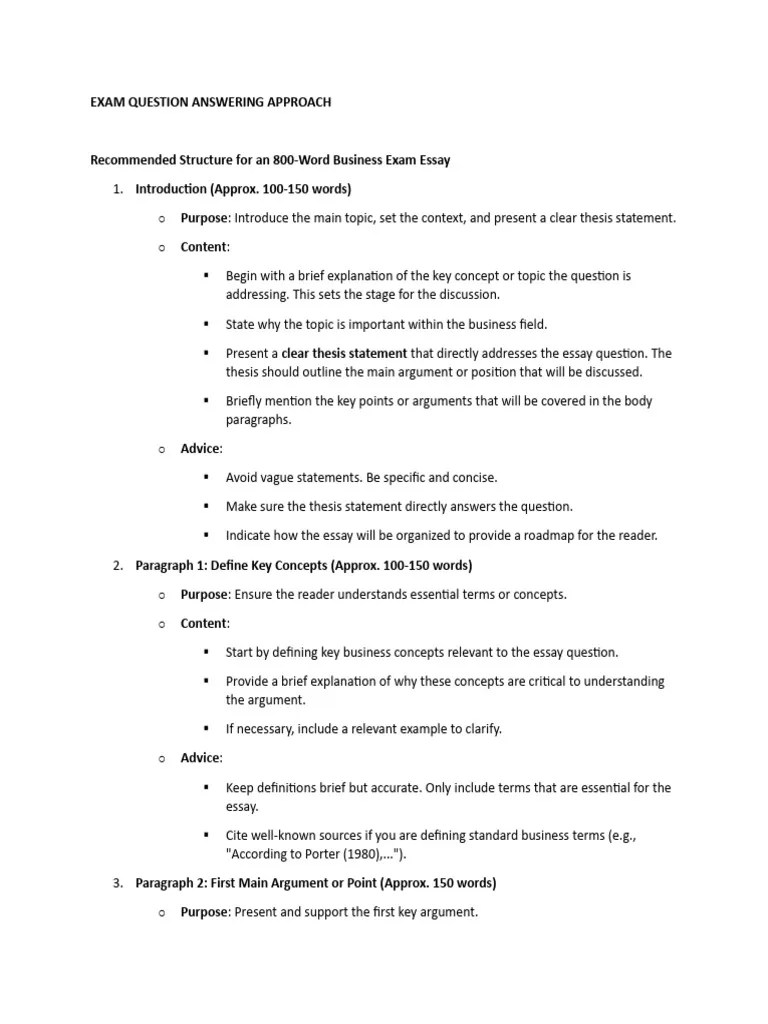 Exam Question Answering Approach | PDF | Essays | Argument