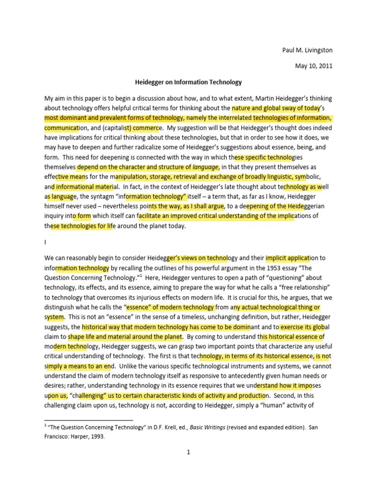 Heidegger On Information Technology | PDF | Algorithms | Martin Heidegger
