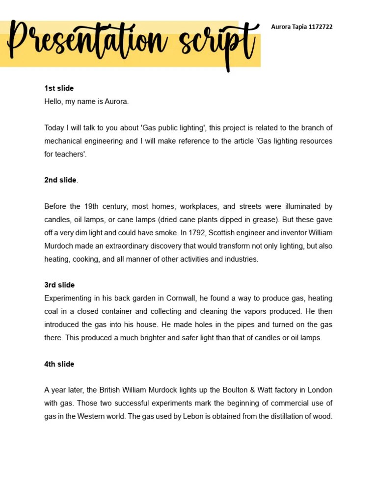 Presentation Script | PDF | Street Light | Lighting