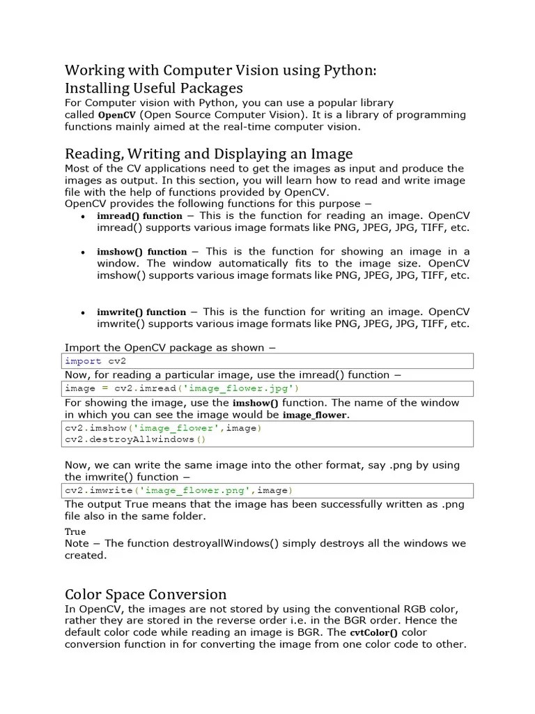 Working With Computer Vision Using Python | PDF | Digital Technology ...