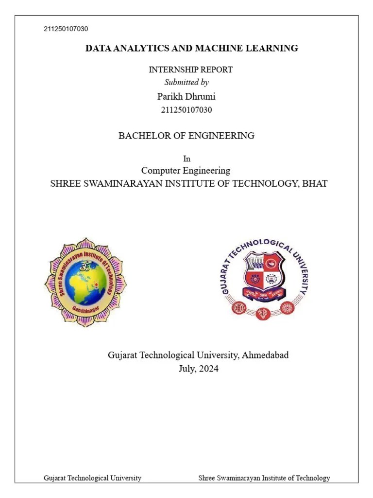 Internship Report 1 | PDF | Machine Learning | Data Science