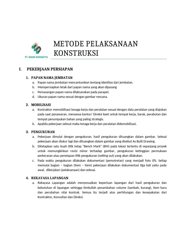 Metode Pelaksanaan Konstruksi | PDF